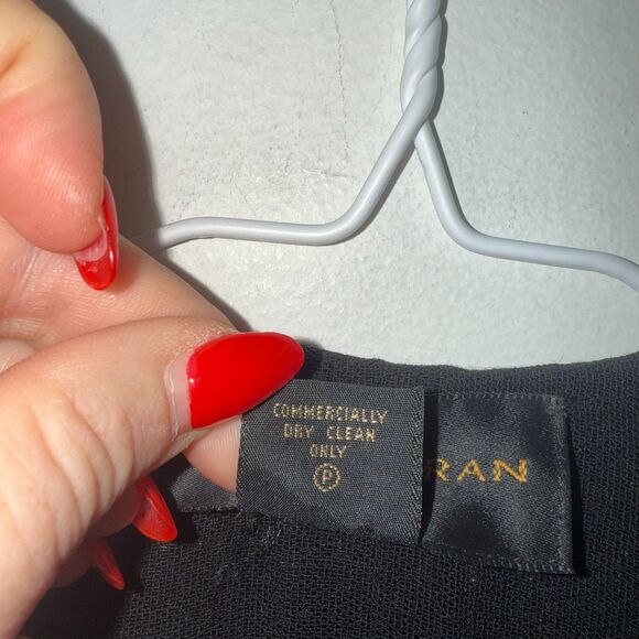 Donna Karen New York Wool Applique Jeweled Button Vest - Black/Tan 8 - Picture 5 of 6